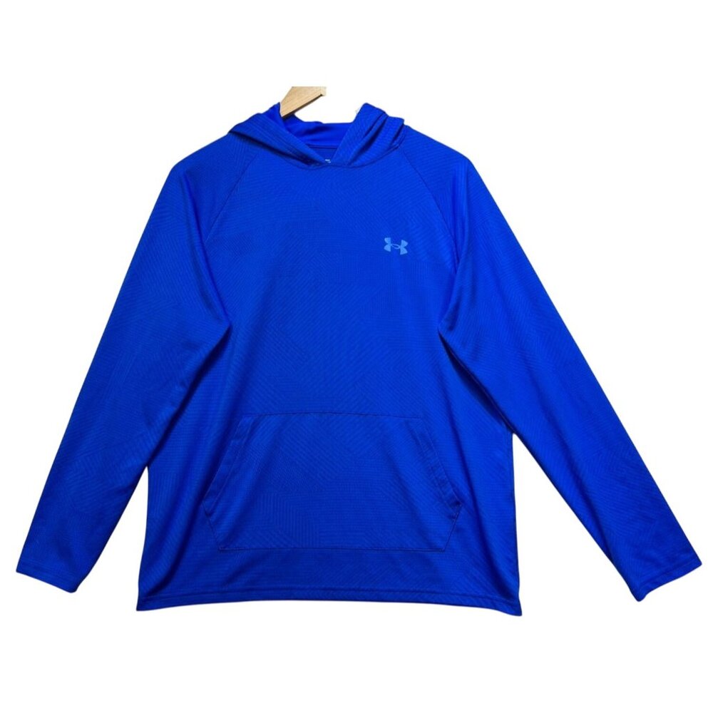 Under Armour Men's Fleece Mountain Loose Hoodie Stretch Size L Blue Long Sleeve
